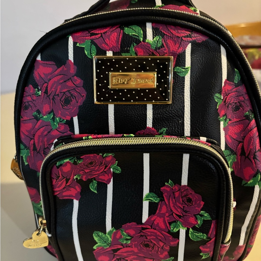 Betsey Johnson Striped Floral Backpack